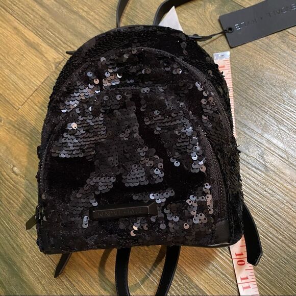 KENDALL + KYLIE Sloane Mini Small Sequin Backpack Black Bag Whimsigoth NWT main image 6
